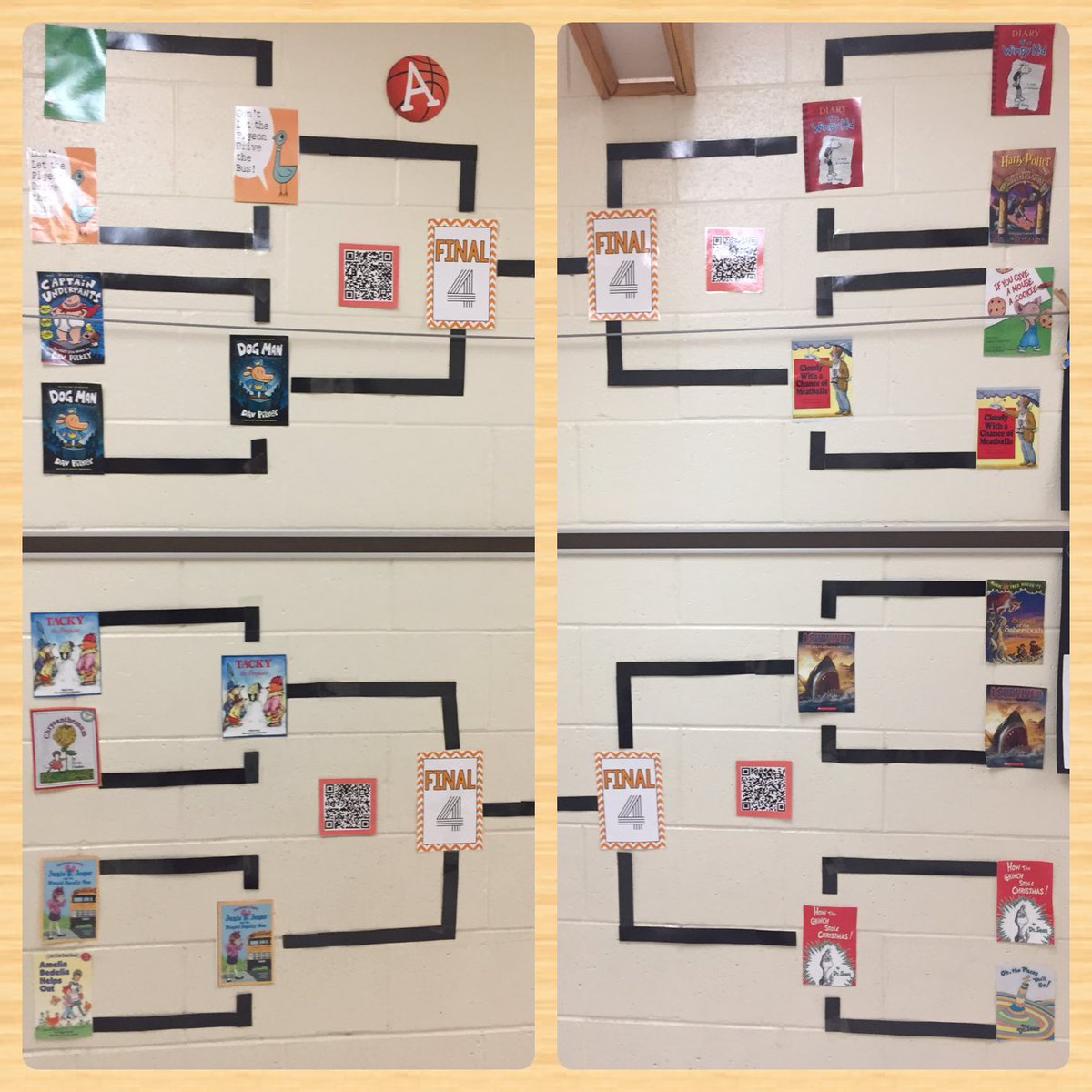 Rm12withMrsE's tweet photo. March Madness 🏀Book Edition 📚is is full effect! Check out the books that have advanced to the next round. Which book will take home the championship?! @MsMorris_ #MarchMadness #Elite8 #atournamentofbooks https://t.co/4TBuYseSO6