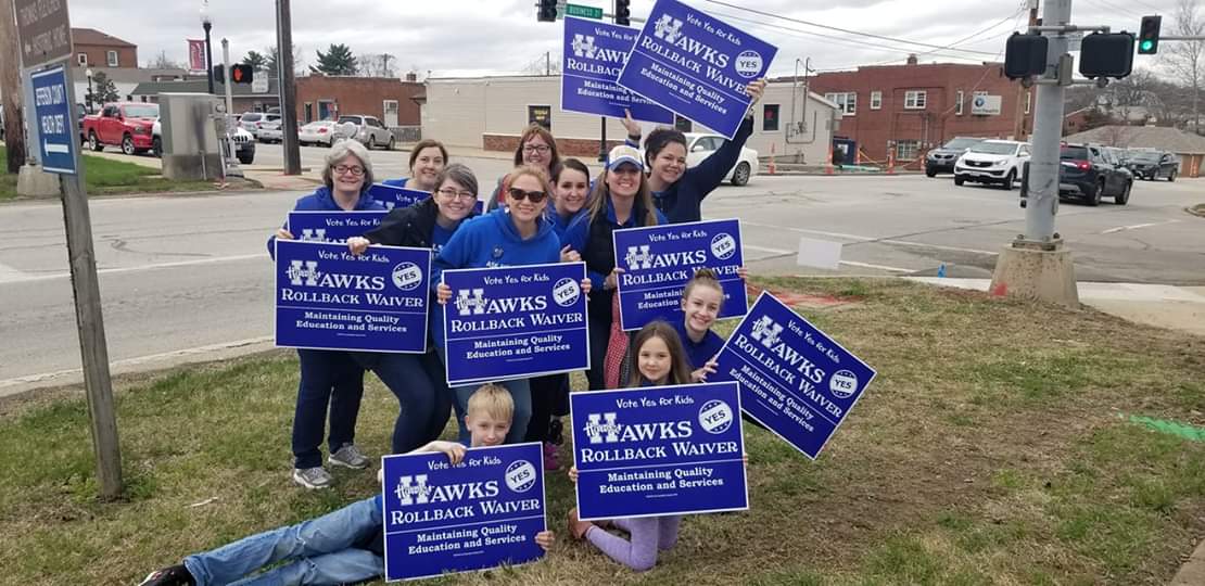 HawksRollback's tweet photo. Paint the Town BLUE! #VoteYesforKids 
#hawksrollback https://t.co/Lygiej5Hbw