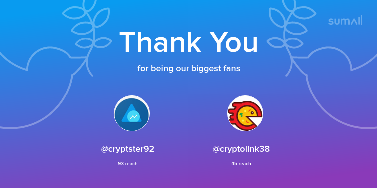 LtdPrincipal's tweet photo. Our biggest fans this week: @cryptster92, @cryptolink38. Thank you! via https://t.co/D0budVmygC https://t.co/A5wfLJ0nCZ