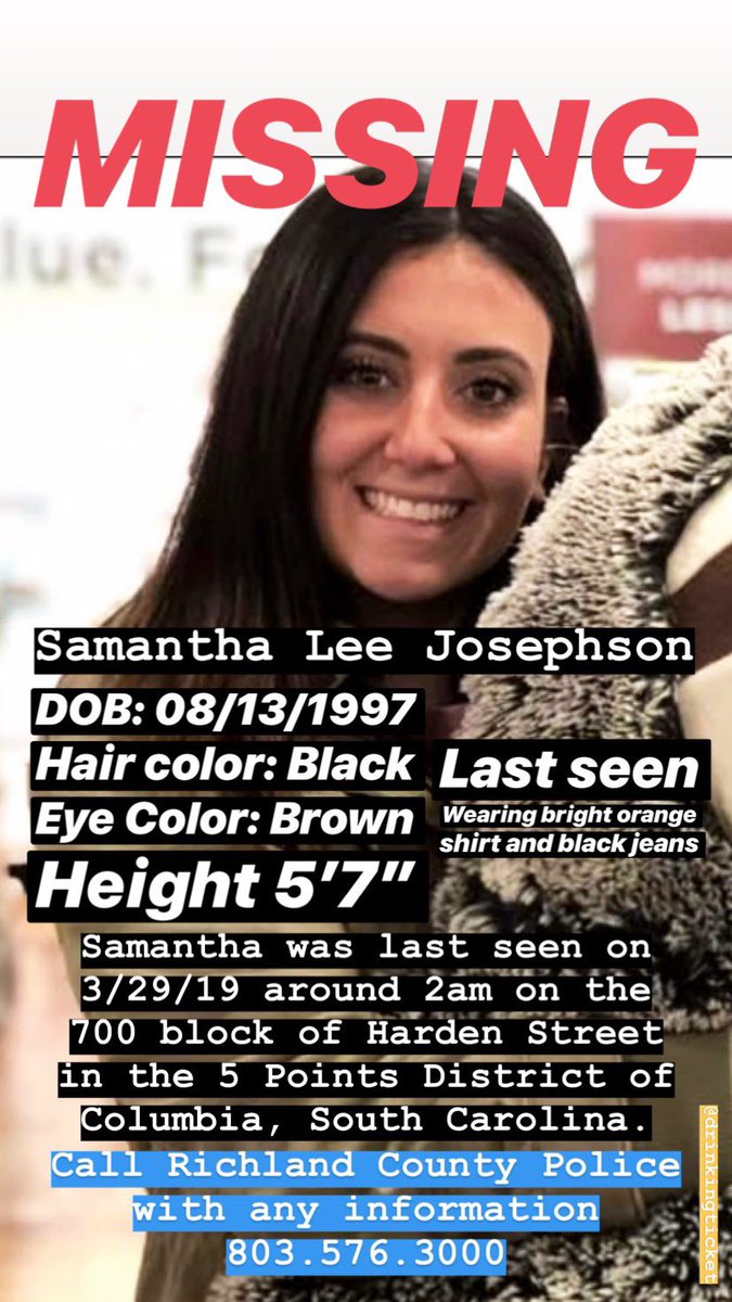 DrinkingTicket's tweet photo. 🚨MISSING STUDENT UPDATE🚨 

PER CPD: Samantha was seen getting into this newer model Chevy Impala around 2am near 715 Harden Street. Call @MidlandsCrime 1-888-CRIME-SC with your tips.  

CPD NUMBER: 803.545.3500

IF YOU SEE THIS CAR CALL IT IN TO POLICE. https://t.co/m5oaOUBKFd