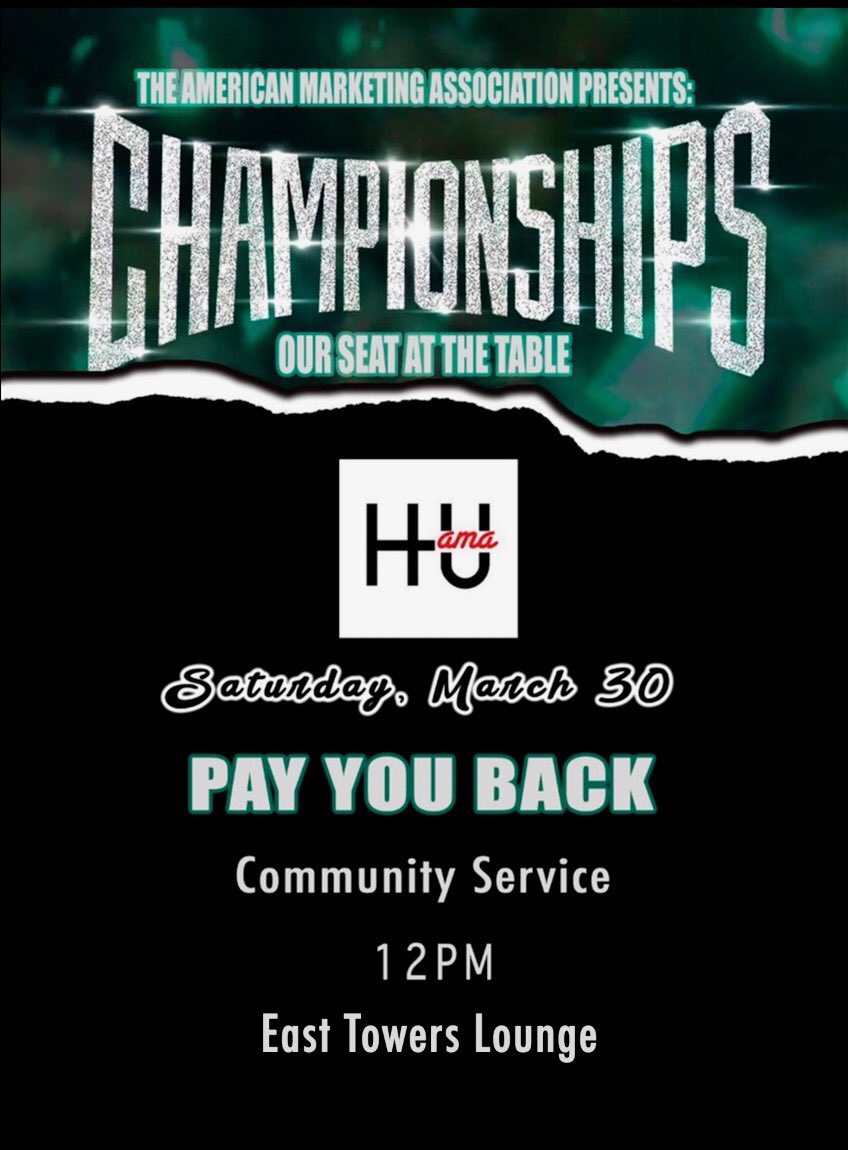 AMAHoward's tweet image. Give back to your community with AMA at “Pay You Back”! Join us for our last event of the week as we make sandwiches for the homeless🥪 12PM in East Towers Lounge