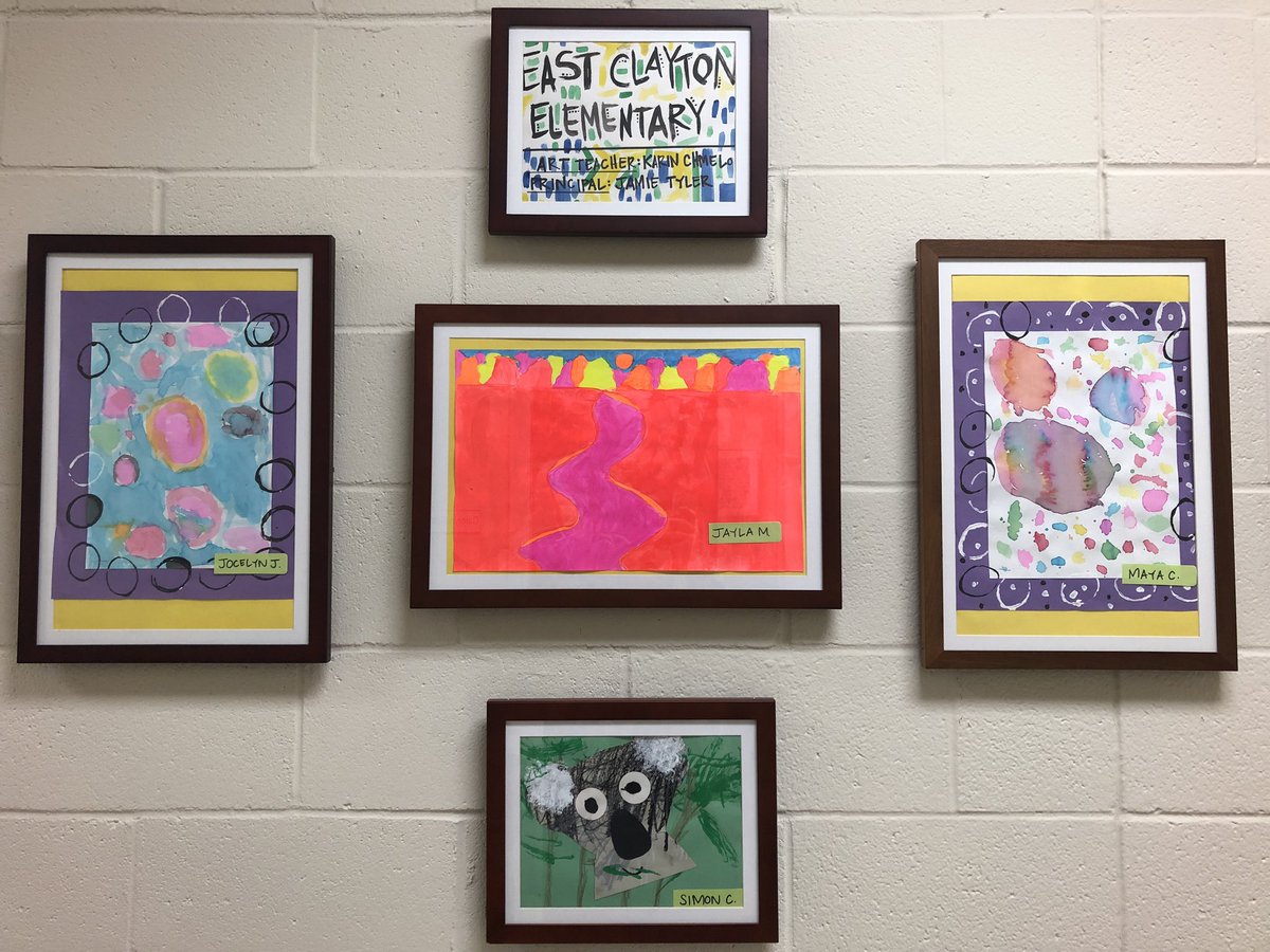 ECESArt's tweet image. - artwork is up! Go check it out during the month of April! 😊 @EastClaytonElem #exploringart #countyofficedisplay