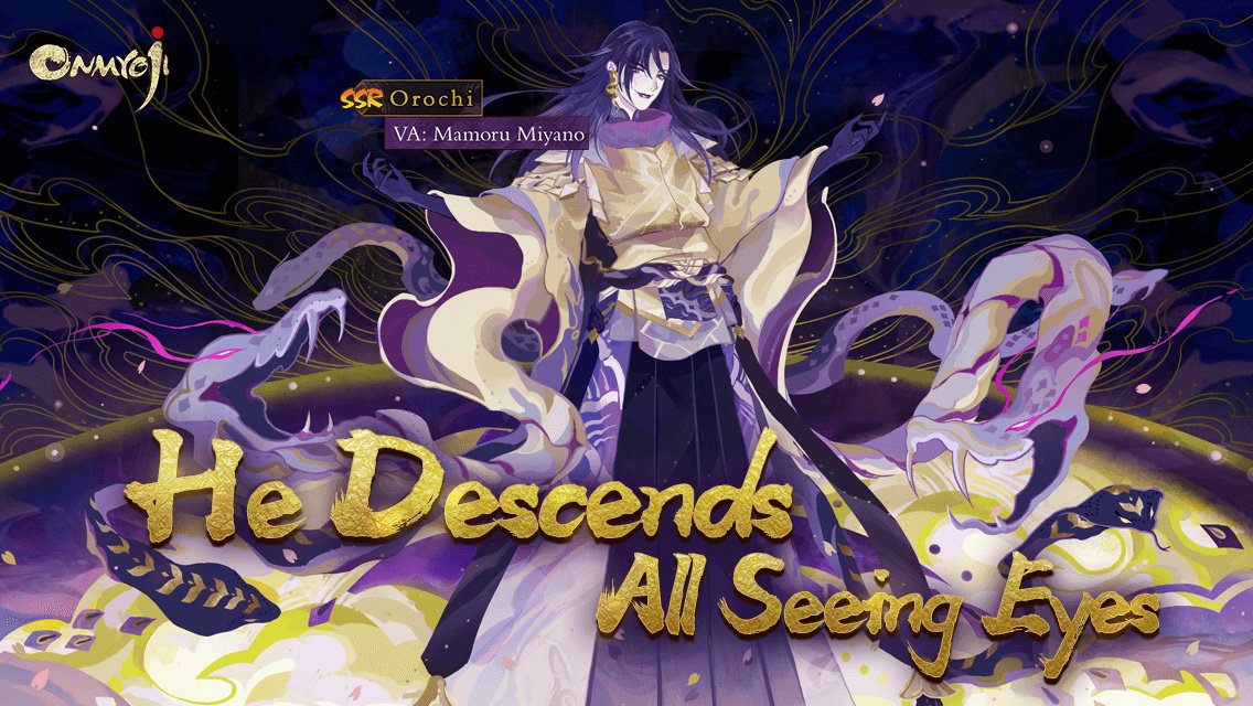 goodrandomness's tweet photo. #Onmyoji Topic# Shadows of nagas are lurking in the darkness to welcome the Evil God! Brand new SSR Orochi arrives in Heian-Kyo! SP/SSR Chance Up event is underway. Don't miss your chance to form a pact with the evil god! https://t.co/SPnngPoAG7