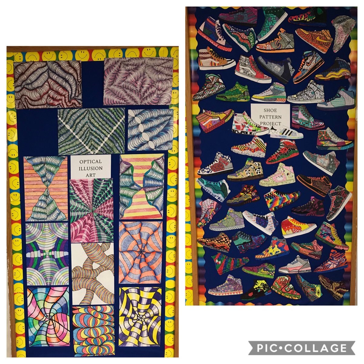 wayneatschool's tweet photo. Spring Break gave me time to pause and appreciate the student artwork throughout our school.  If a picture is worth a thousand words then these pieces scream, “Look at me!  Do you see what I can be?” (...to the third power) 😉#mathteacherhumor #nmsalove #d187together #d187juntos https://t.co/qwoN5R03TC