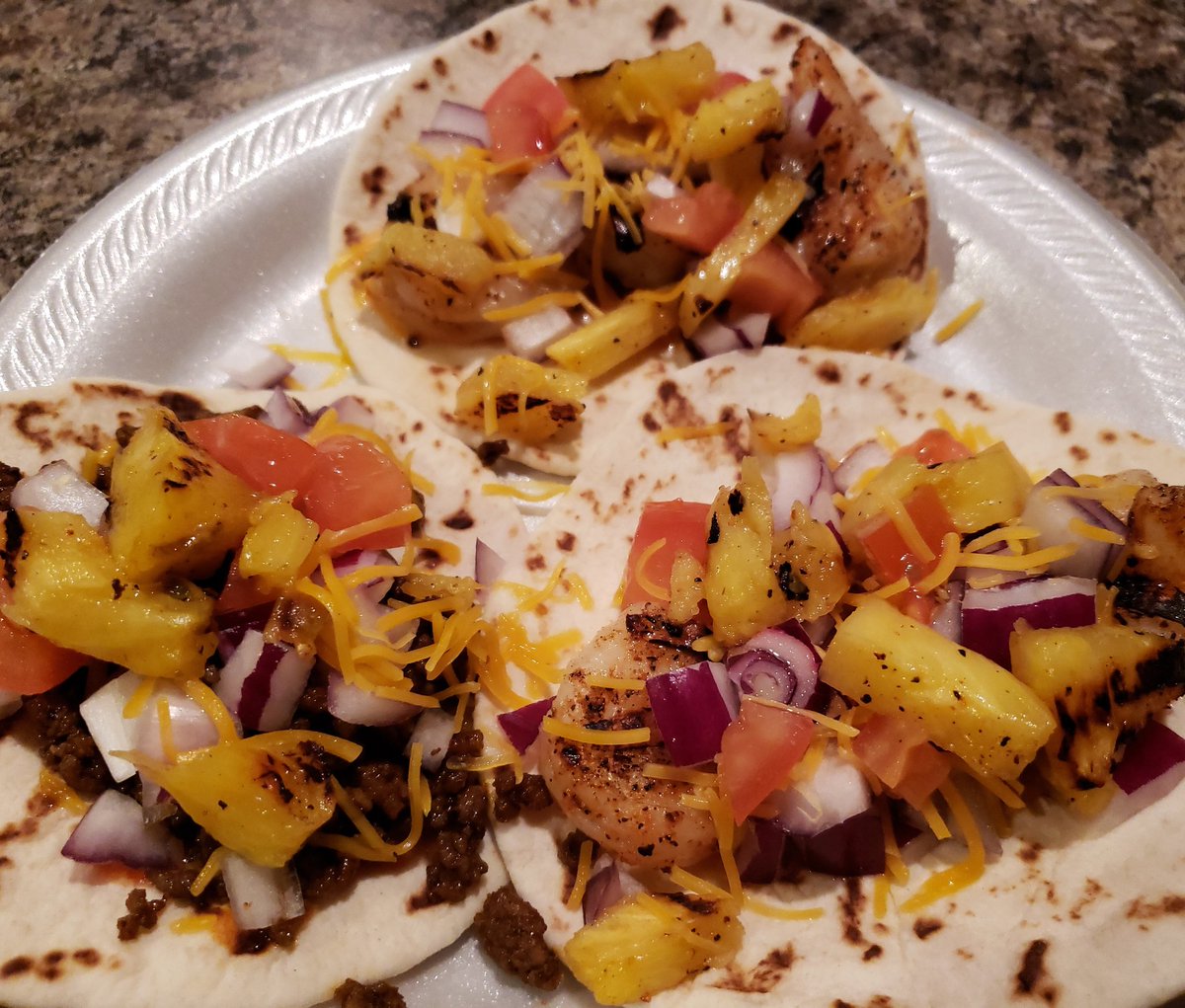 Fergolicious BBQ (@fergoliciousbbq) on Twitter photo Not the best pic, grilled pineapple & shrimp street tacos tonight for supper. That <a href="/ROCharcoal/">Royal Oak Charcoal</a> & <a href="/GrillGrate/">GrillGrate</a> do it again!
#RubSumLUV #bbqlife #bbqfamily #bbqnation #kcgrillingco #royaloakcharcoal #webergrills #tumbleweeds #grillgrate #tacos #fergiesupper Not the best pic, grilled pineapple & shrimp street tacos tonight for supper. That <a href="/ROCharcoal/">Royal Oak Charcoal</a> & <a href="/GrillGrate/">GrillGrate</a> do it again!
#RubSumLUV #bbqlife #bbqfamily #bbqnation #kcgrillingco #royaloakcharcoal #webergrills #tumbleweeds #grillgrate #tacos #fergiesupper