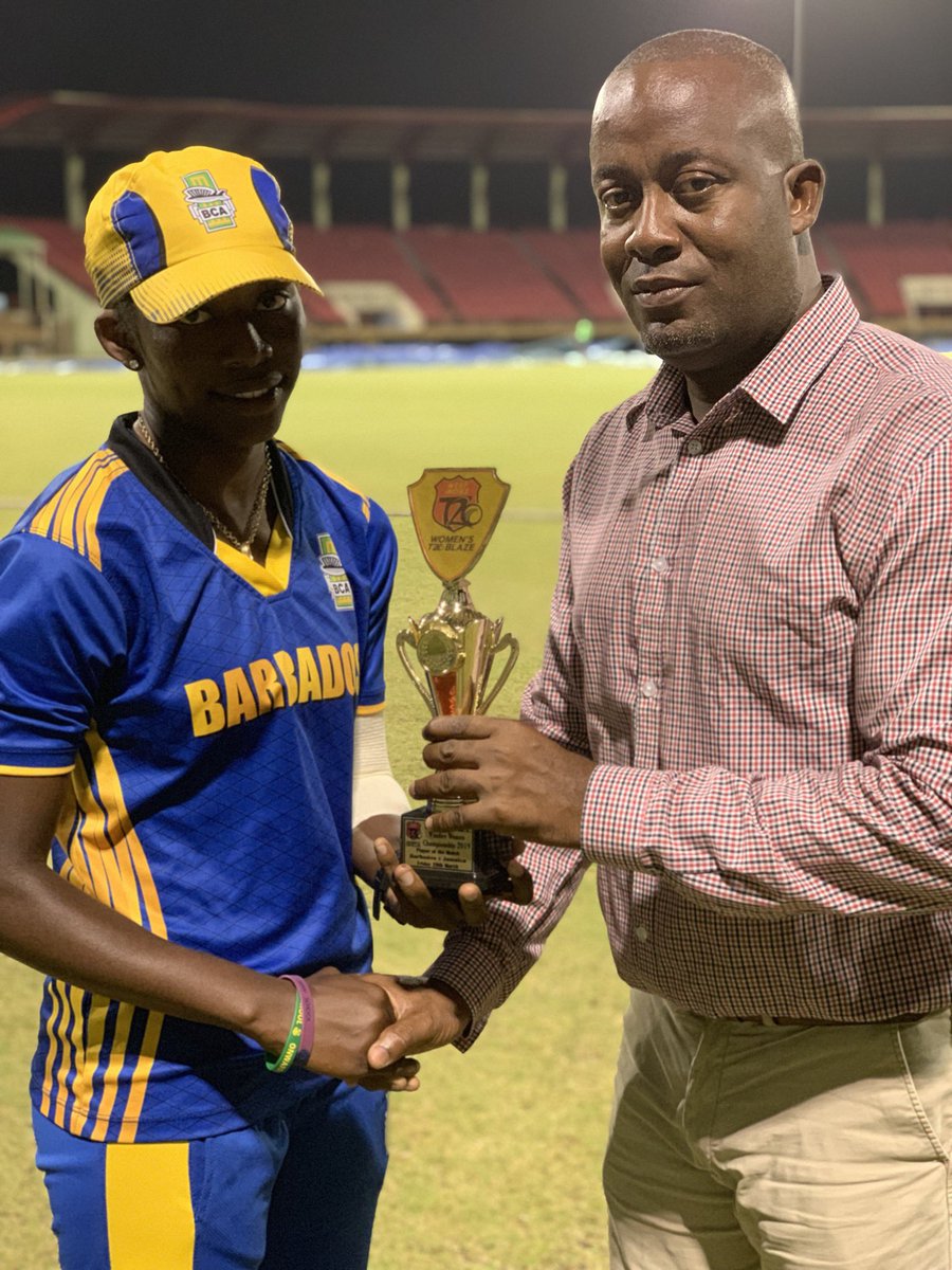 windiescricket's tweet photo. Barbados won by 9 wickets vs Jamaica.
BAR 96/1 (11.3)
Matthews 58* Dottin 22*
Taylor 1/19
JAM 95 all out (17.2)
Williams 28* Howell 9
Bruce 4/16 Matthews 4/25
Shanika Bruce was Player of the Match
#WT20Blaze #JAMvBAR https://t.co/uggh97zm1Q