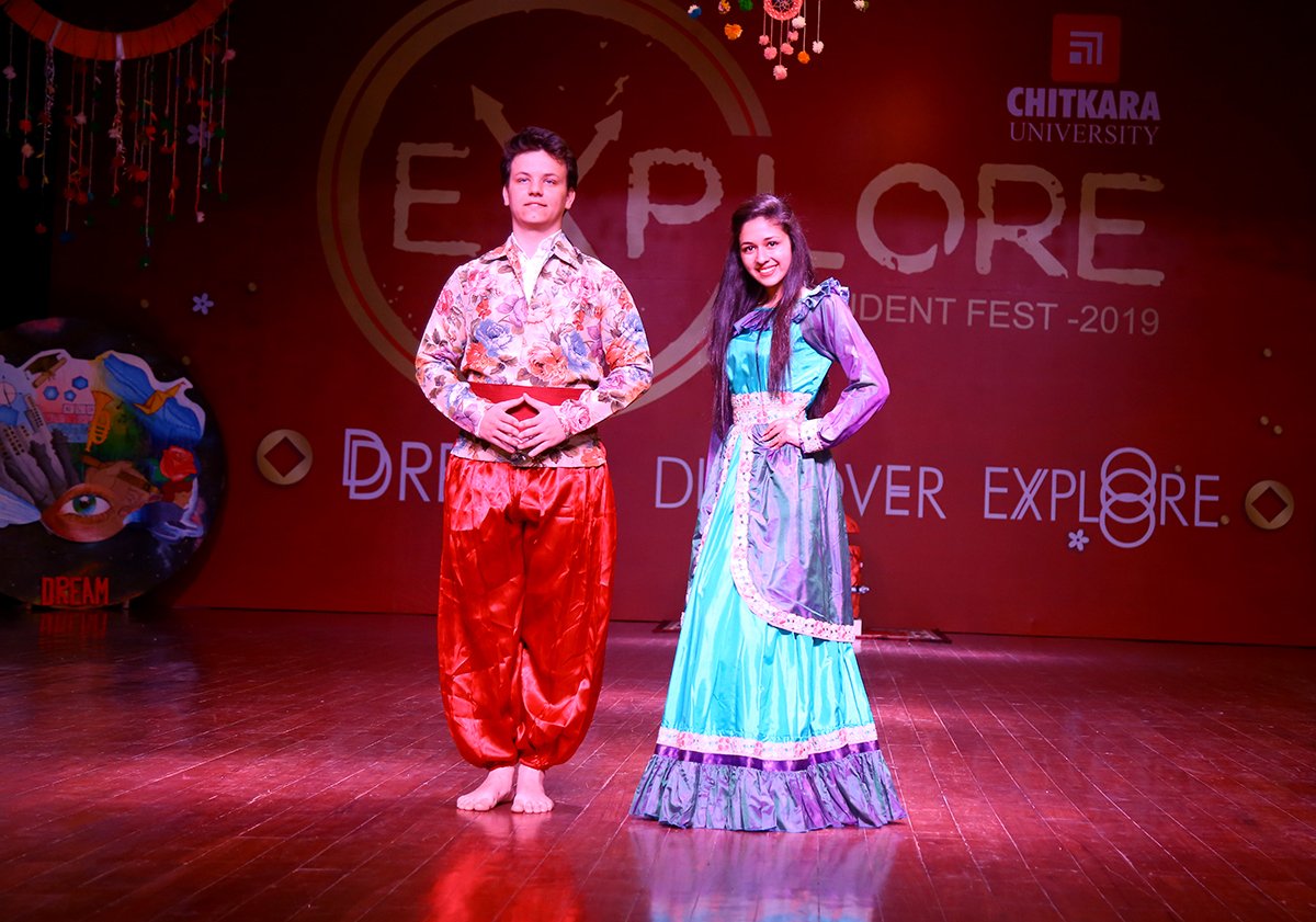 ChitkaraU's tweet photo. Shades of #Diversity: International students put up an incredible #FashionShow, as they walk the ramp in Indian attire at #Explore2019.
#ExploreFest #CulturalFest #StudentsFest #ChitkaraUniversity https://t.co/FE36DlIgLJ
