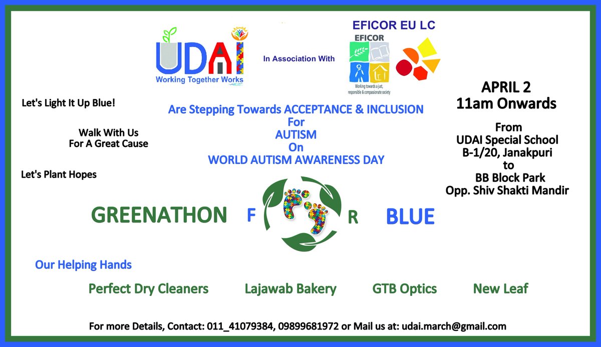 WorksUdai's tweet photo. #AutismAwarenessMonth #AutismAwarenessWeek #AutismAwarenessDay #AutismAwareness #AutismIsNotTheEnd #WalkForaCause #GreenathonForBlue #EarthDay #TreePlantation #PlantLife #PlantHope #UdaiWorkingTogetherWorks #UdaiSpecialSchool #PerfectDryCleaners #GTBOptics #LajwabBakery #NewLeaf https://t.co/hBhAk81VeV