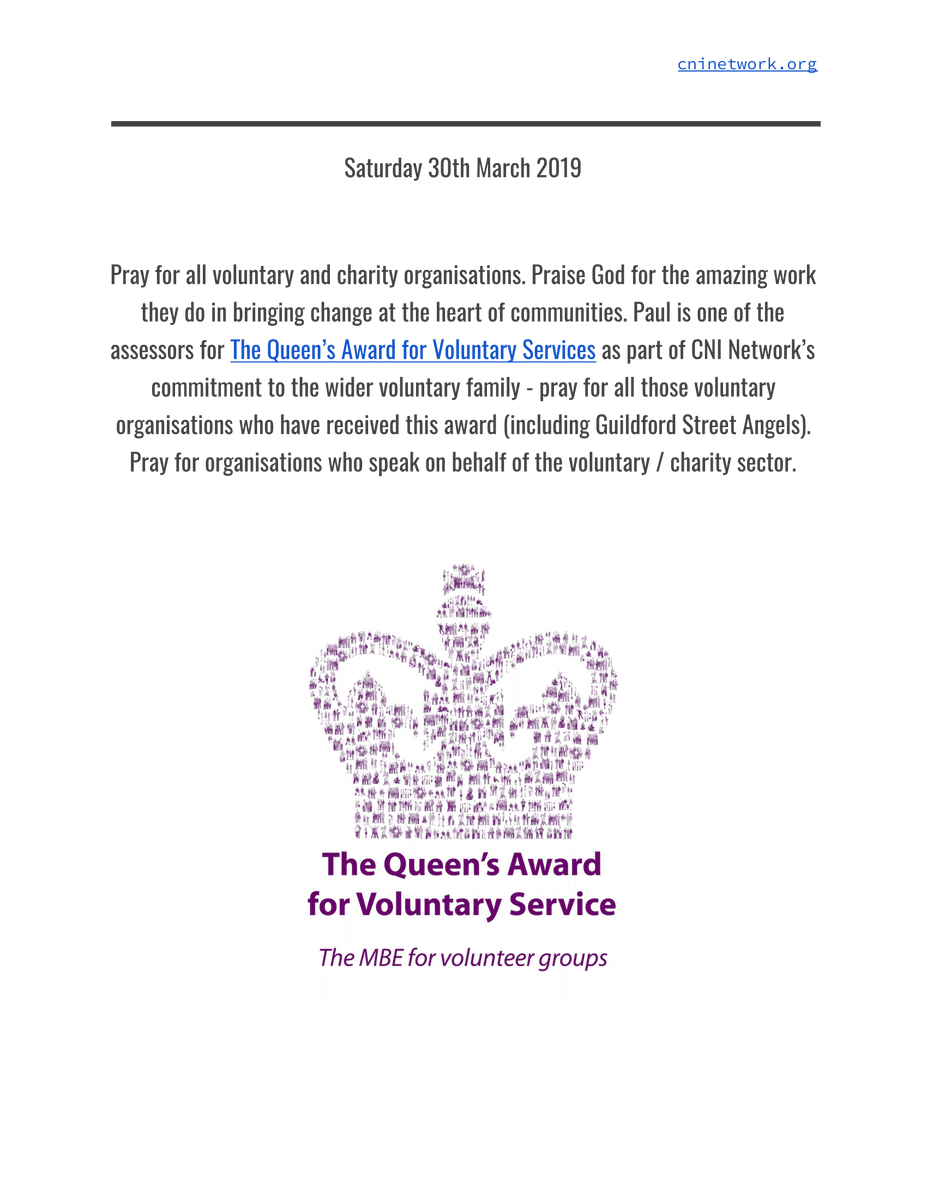rocstreetangels's tweet photo. Today https://t.co/hrwcvIi7a0 prays for all voluntary and charity organisations. Paul is an assessor fr @QueensAwardVS part of our commitment to honour the amazing local impact people make! 

#Do1NiceThing - Take a prayer walk round your neighbourhood and pray for needs https://t.co/x6eJP3vzWz
