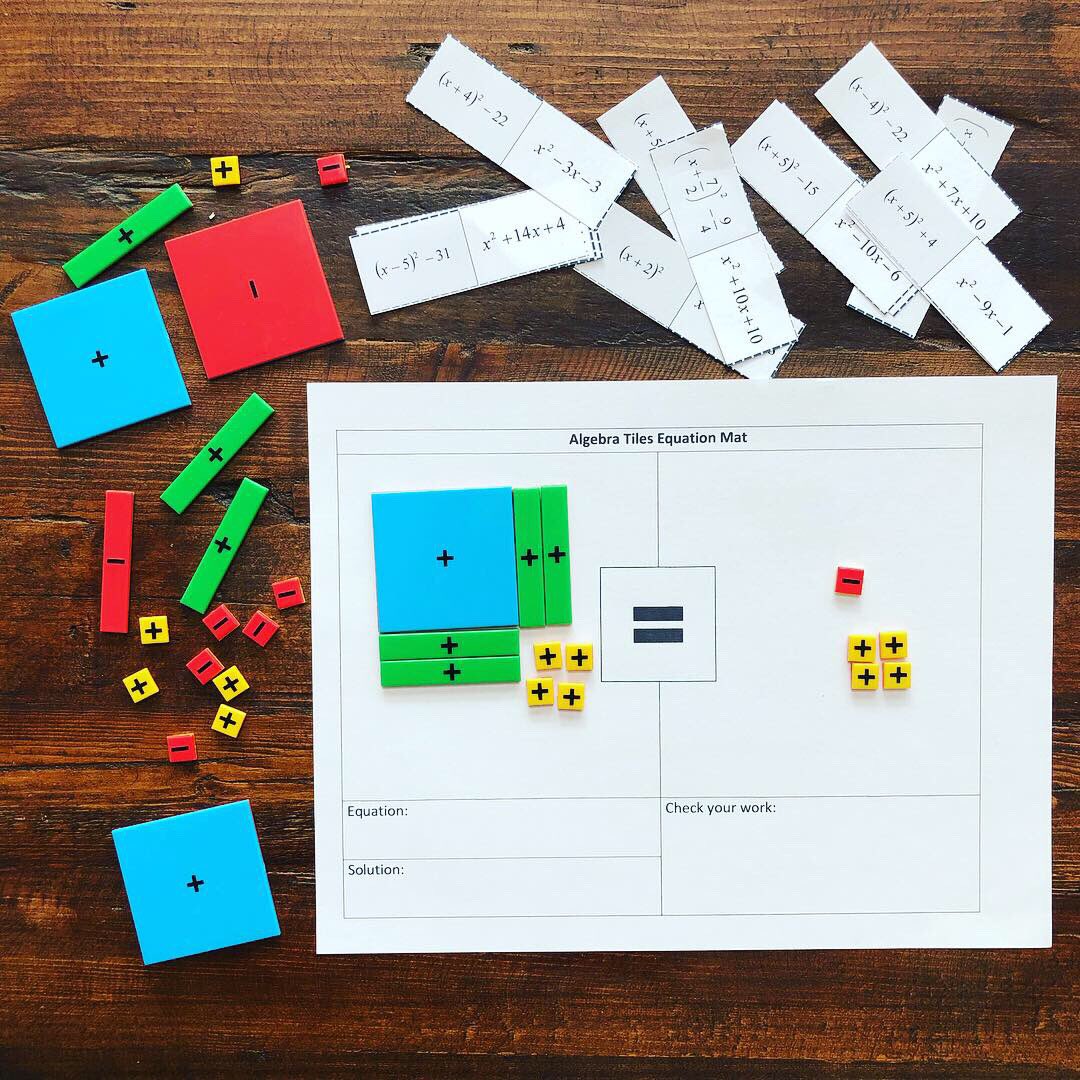 Completing the Square for Quadratics today! Whoop whoop! I ❤️ this visual modeling! #visualmath #algebratiles #maths #iteachmath #mathteacher #algebra1 #quadratics