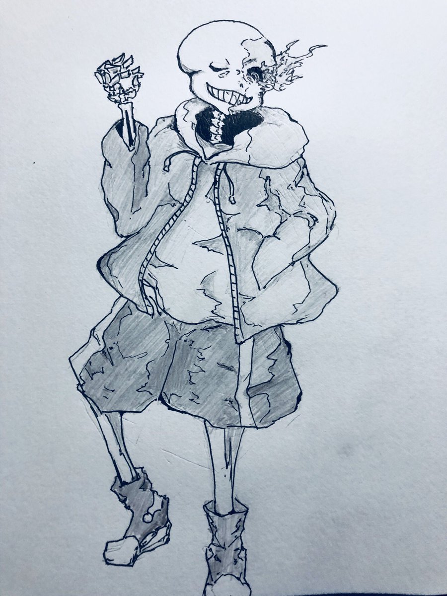 魔王こうちゃ 色が塗れないマン サンズかっこいいよね メガロ最高 Undertale サンズ Gルート イラスト 落書き ペン入れ