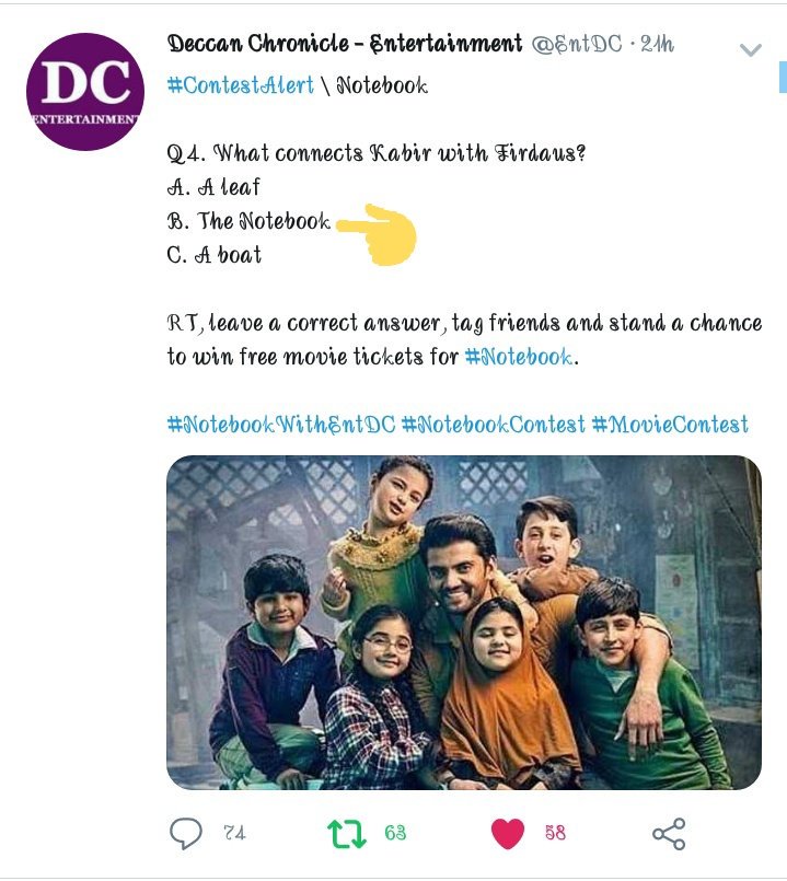 VishalGehani3's tweet photo. @EntDC A-4  (B ) -  The Notebook  ✔️

#Notebook
#NotebookWithEntDC #NotebookContest #MovieContest
✨@EntDC✨

Join and Win movie tickets 🎫 
@not_james_bond9 
@glam_gulshan 
@MKULDEEP666 
@rv_ravi 
@sahilwagh02 
@Rain_Man25 
@Star_roseR 
@Monu_17 
@HimanshuRijhwa3 https://t.co/VdsnZFJlze