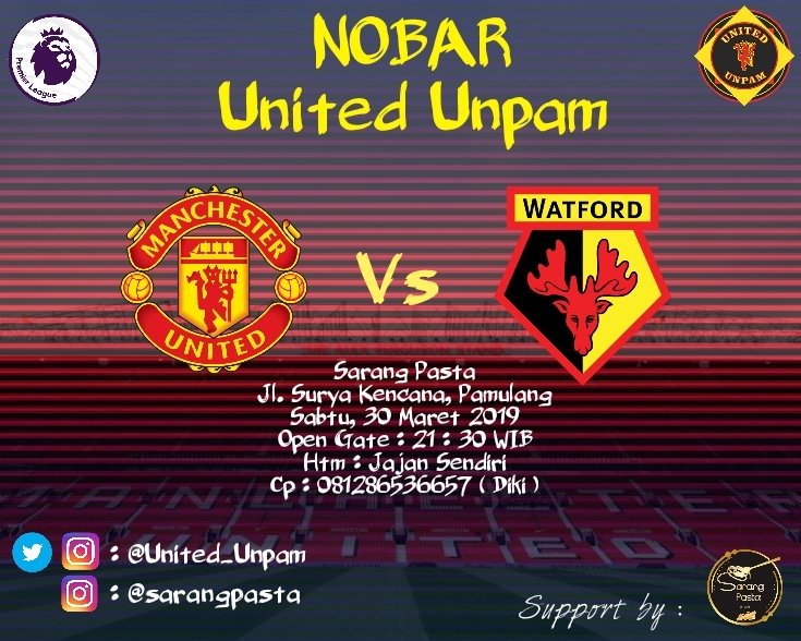 Buat kalian yg kangen sama United_Unpam, jngan lupa ya nanti malem kita nobar lgi...

#MUFC
#MUNWAT 
#UnitedUnpam
#InfoNobar
#lokasinobar
#tangsel