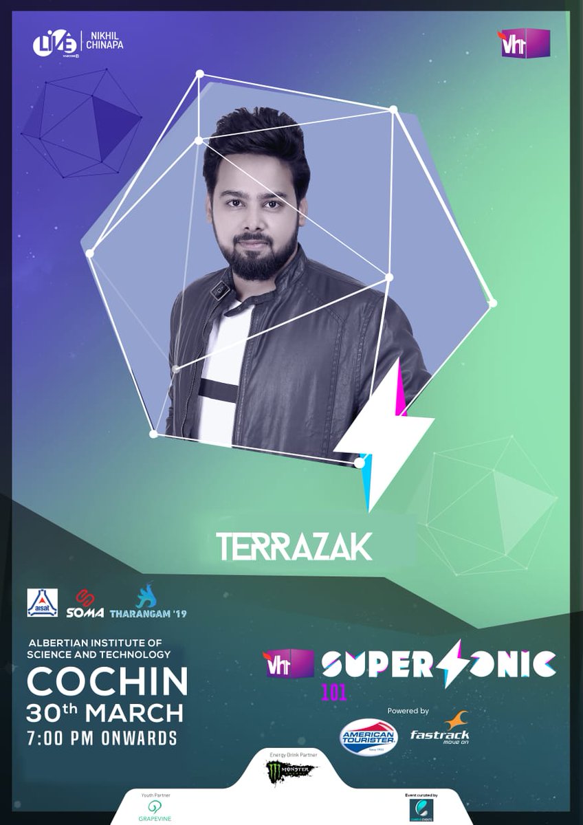 itsTerrazak's tweet photo. Super excited to play tonight at Albertian Institute of Science and Technology - AISAT, Cochin!
Vh1 Supersonic X Tharangam 
Campus Events Private Limited https://t.co/3x4Omooy7o