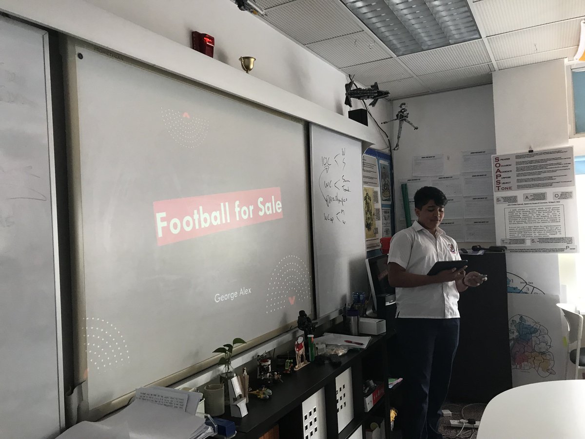 aisteded's tweet photo. On Thursday, March 28 @aishongkong Ss delivered their #TEDEdClubs Presentations!

George: “Football for Sale”

#RedBrick125 @TED_ED @wing_mwing @josefinor https://t.co/xswZ9L5pgs