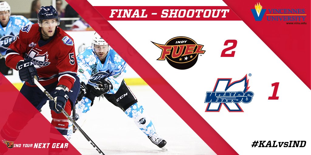 IndyFuel's tweet photo. Fuel edge Wings in the shootout to pick up fourth straight win on home ice. #KALvsIND #Fuel5 

@VincennesU Recap: https://t.co/zlQbtcmBA9 https://t.co/u1JgO5vyW9
