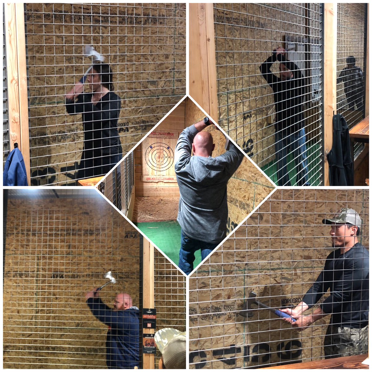 ManBearFrog's tweet photo. Made the most of the rainout today with a little @BaylorBaseball support staff axe throwing competition w/@rachelkcaton @DrCoachNelly @GrassiJustin &amp; @JeremyChiang2 

Now it's time to take 2 tomorrow. 

#SicEm https://t.co/Ugo3TxLY7m