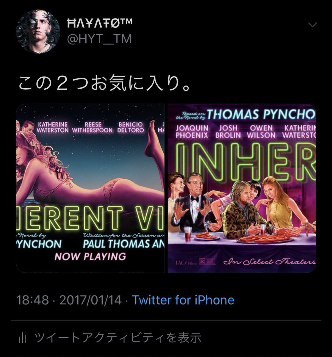 HYT__TM's tweet photo. #映画秘宝 第25巻第5号にて「外国映画ポスターBEST1」に選ばれた『インヒアレント・ヴァイス』のポスター。僕も好きです。 https://t.co/SsOlynDD96