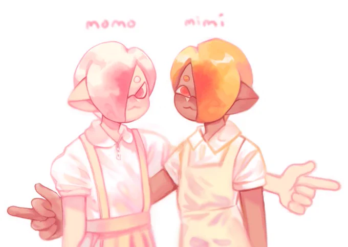 introducing the twin idols, momo and mimi known as peachy pies!!! ?? their music is centered around the composition of samples and noises rather than singing! their innocent look yet dangerous vibes give an exciting taste of peachy goodness ✨ 