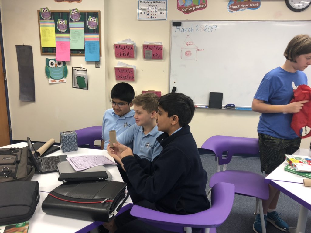 TrimbleLesley's tweet photo. Looking to make  the “perfect tin-man” in math. Measuring, reflecting, and figuring out the surface area!  Can’t wait to see the final results! @RobinsonTeach @OakridgeMS1 https://t.co/fQTyn5JRqe