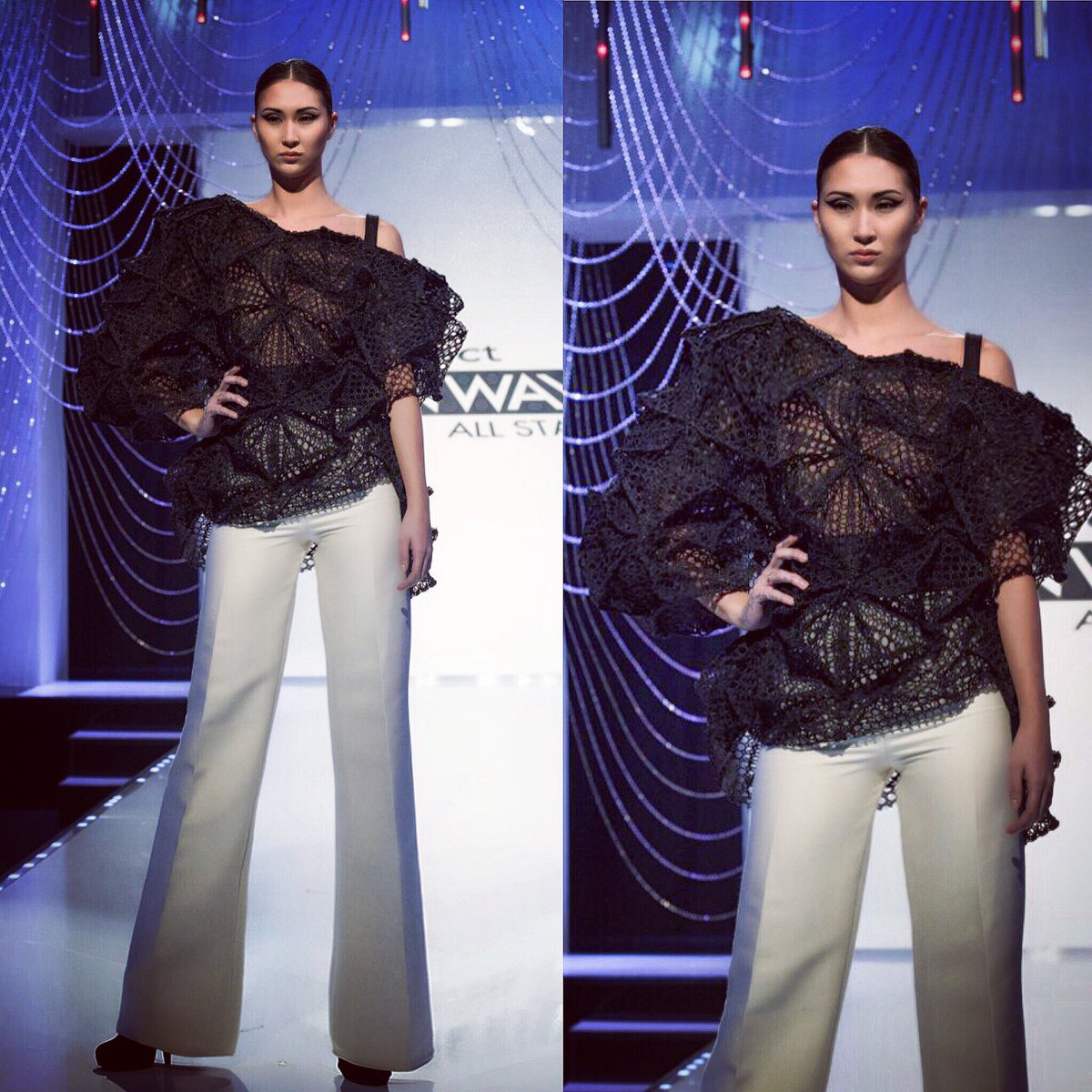 irinashabayeva's tweet photo. Look#5 @projectrunway projectrunway #prallstars @irina_shabayeva_couture #irinashabayeva #finalecollection #sculpural #draped #boldromance #couture #lace https://t.co/sS84CtUmZ7