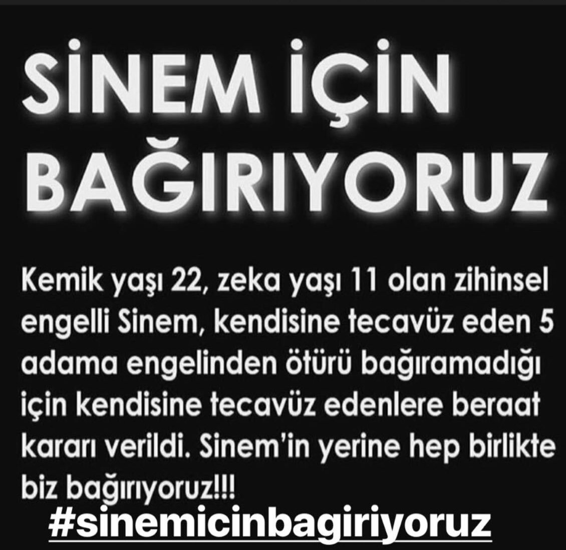 Kilit vurun būtün adliye kapılarına
Kapansın bütün adalet sarayları
Yok edin bütün anayasa kitaplarını
Hukuk fakülteleri müze olsun
Bu ūlkede adalet öldü başımız sağolsun
Türkiyede adalet sadece sarayların ismidir
#sinemicinbagiriyoruz