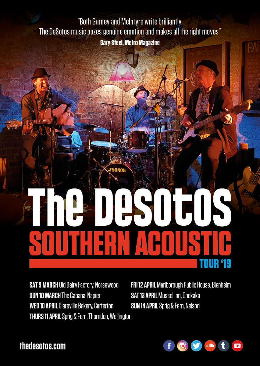 thedesotos's tweet photo. Hello #Wairarapa, we're delighted to be kicking off leg 2 of our #SOUTHERNACOUSTICTOUR19 @  #ClarevilleBakery.
#Masterton #Carterton #Greytown #Martinborough #Featherston #TheDeSotos #Americana #CountryBlues #NZMusic #LiveMusic https://t.co/7Vt4pKz0aq