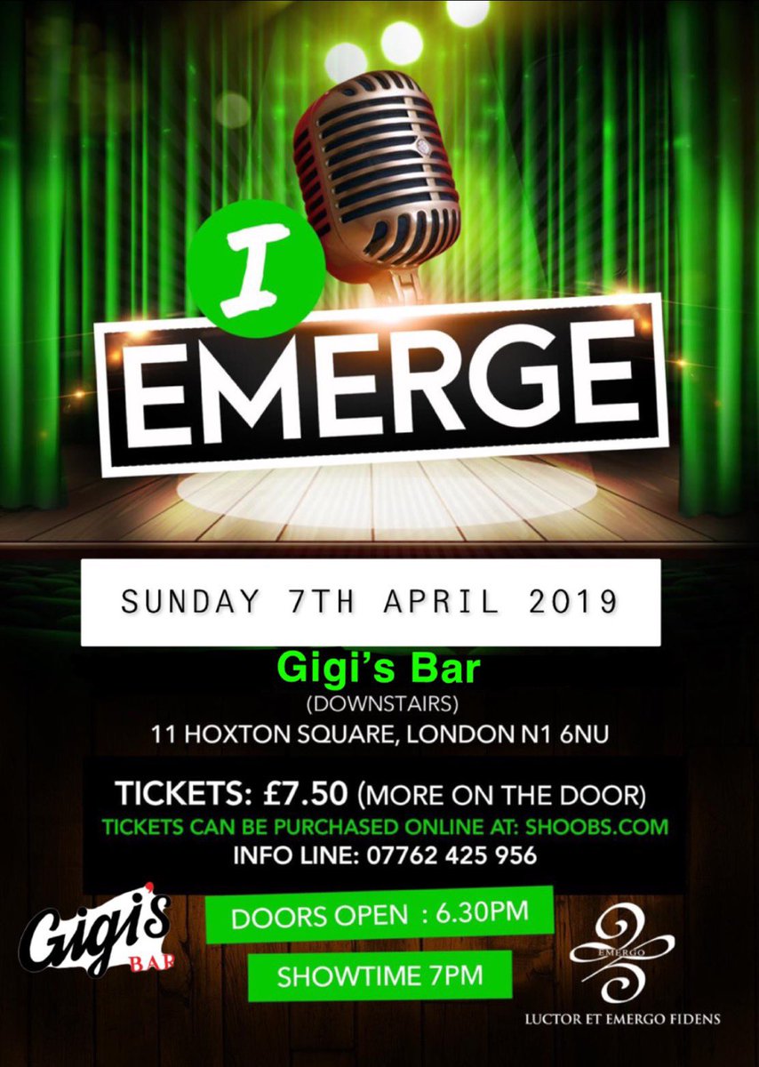 Emergo_Inc's tweet photo. Come down🙌🏾 &amp; listen to arrange of upcoming artists performing live on Sunday 7th April @zigfridhoxton @Emergo_Inc #IEMERGE 🔥 tickets @Shoobsonline https://t.co/sZDw2y0uEO