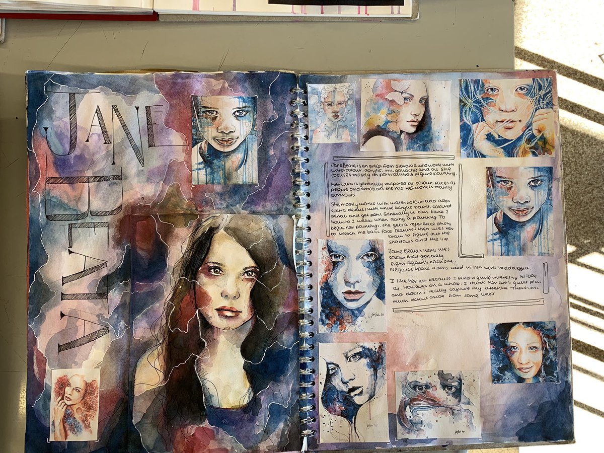 TlesArt's tweet photo. #10D unit on paint using watercolours with Miss Batool  #TLES #LongEaton #school #ks5 #portraits #tonal #artists #artmatters #SkillsForLife https://t.co/IftKXdPIxh