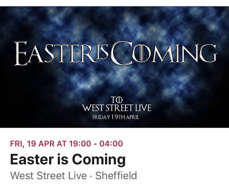 “I drink and I know things.” Make sure everyone else knows about our GoT night on Fri 19th April 2019! #weststreetlive #wsl #wezzies #GoT #GameofThrones #schitbombs