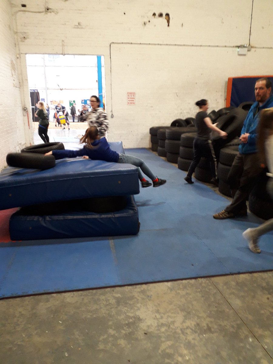 Totally tyred....all helping each other with tyre challenge. Team work and confidence building.@RochdaleYouthie 
#Challenge4change
