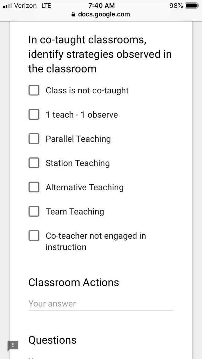 MattDunbar_VT's tweet photo. Over the summer I created a walk through form on Google Forms that generates an email after I hit submit once leaving the classroom. It has streamlined my feedback process and allowed me to start good conversation. Here’s a small preview #SatChat https://t.co/vlzTlFQzwM
