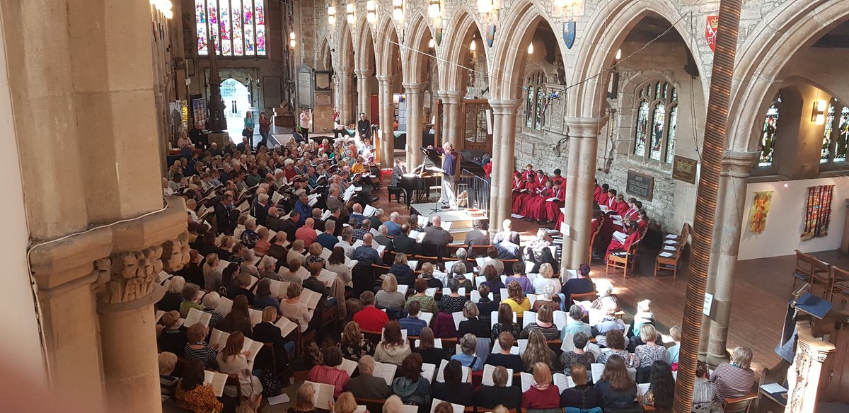 Bfdcathedral's tweet image. There's an amazing atmosphere in the Cathedral today for the #JohnRutterSingingDay. #JohnRutter #BradfordCathedral