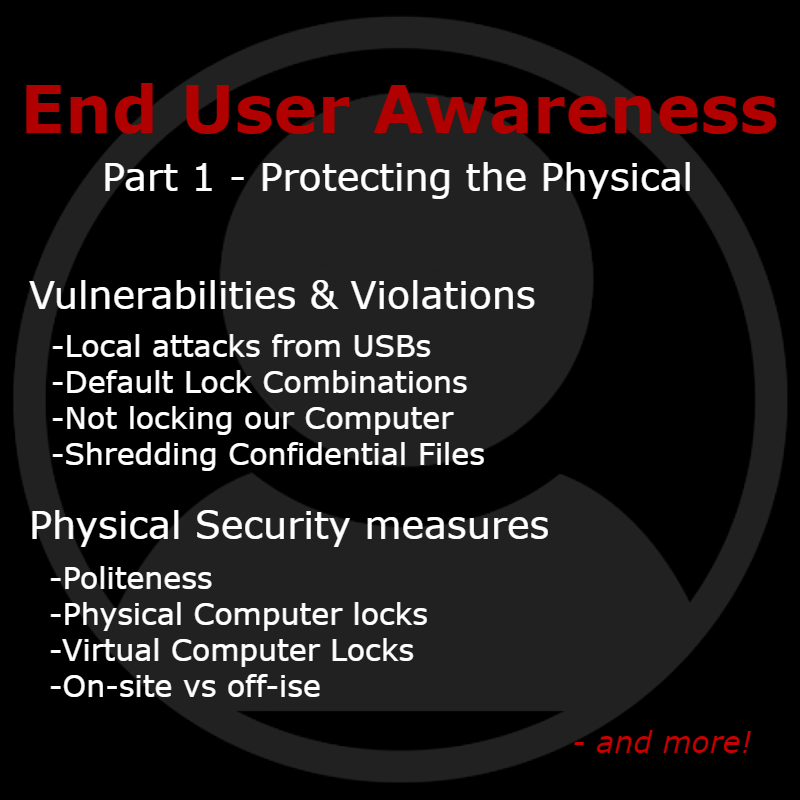 X9Security's tweet photo. So you think you're safe? Think again. 
Double check your awareness and read about End User Awareness 1 - Protecting the Physical!
https://t.co/oq7ULDCoDC

#security #enduserawareness #endusersecurity #vulnerabilities #local #USB #confidential #physicalsecurity #computing #cyber https://t.co/MWYVxguCzV
