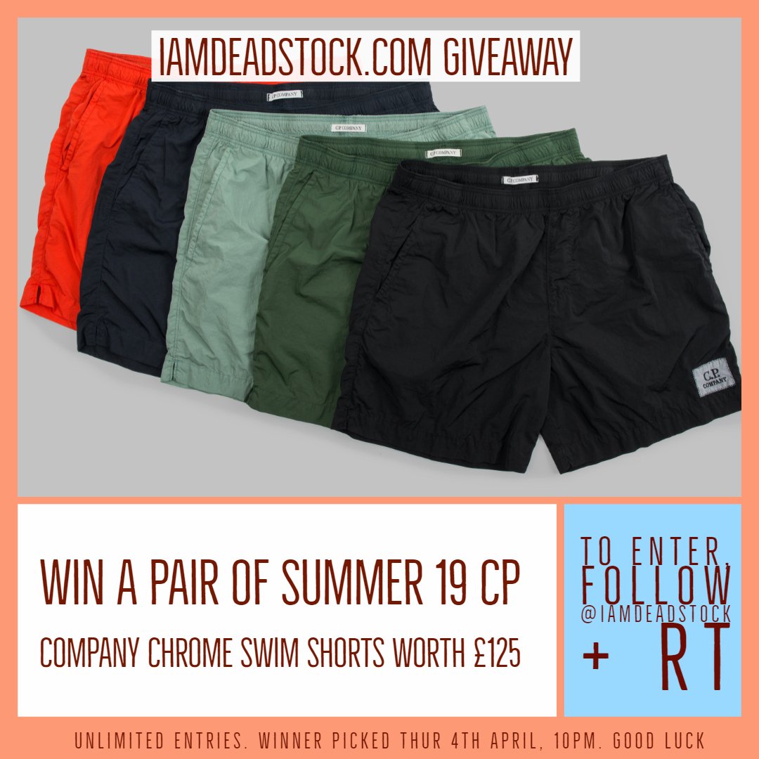 Boom_Web3's tweet photo. Here’s your chance to win a pair of Summer 19 CP Company Chrome Swim Shorts (RRP £125)

Pick from Black, Blue, Green, Red or Green Bay in size Med to 2XL

To enter is dead simple
- follow @iamdeadstock
- RT

Unlimited entries. Winner picked on Thur 4th April, 10pm. Good Luck 🤞 https://t.co/OA2bddJqVG