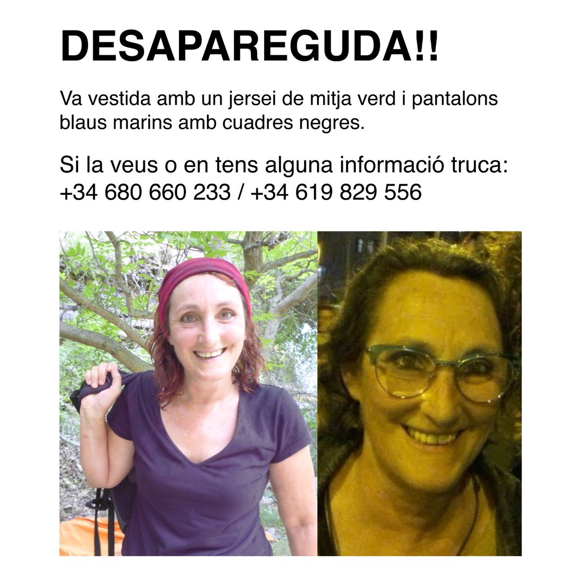 Canyes11's tweet photo. ⚠️Ha desaparegut la meva tieta, Merçona Samsó⚠️ Qualsevol informació que pugui ajudar-nos a trobar-la és bona.
Feu-ne difusió! Moltes gràcies https://t.co/0U8C4qDwBA