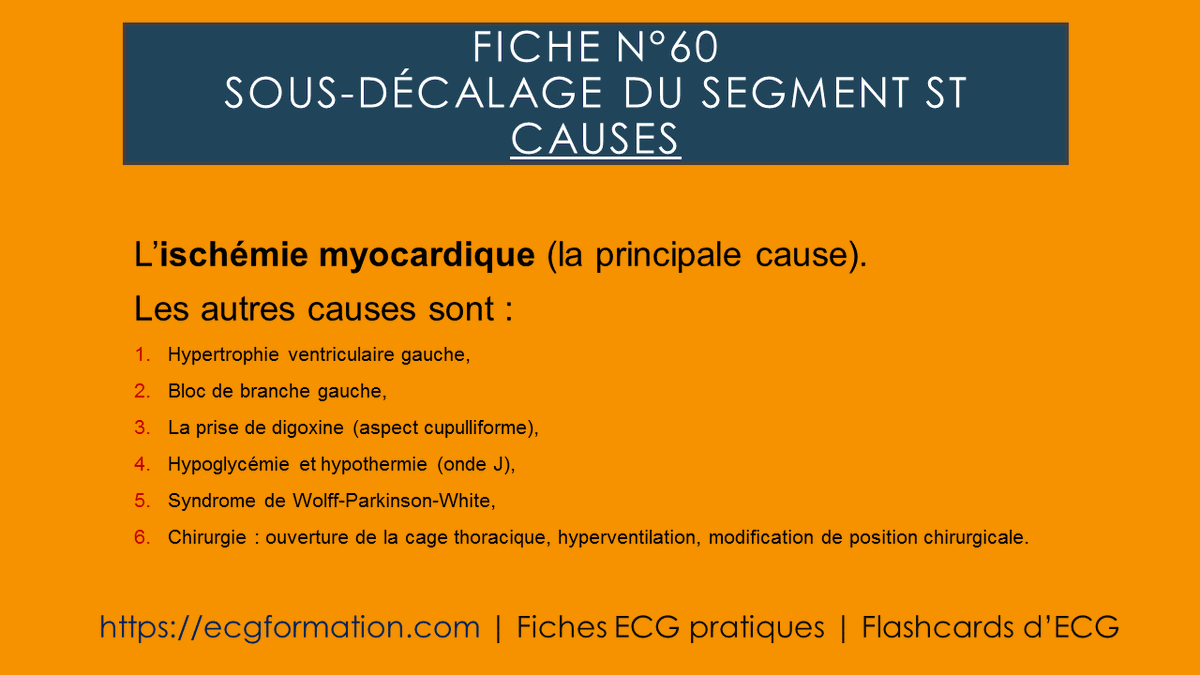 EcgFormation's tweet photo. Fiche N°60 | Sous-décalage du segment ST : Causes.
#ecgformation #ecg #ekg #electrocardiogramme #cardiologie #cardio #formationecg #medecine #segmentst https://t.co/yBYDx5I0y2