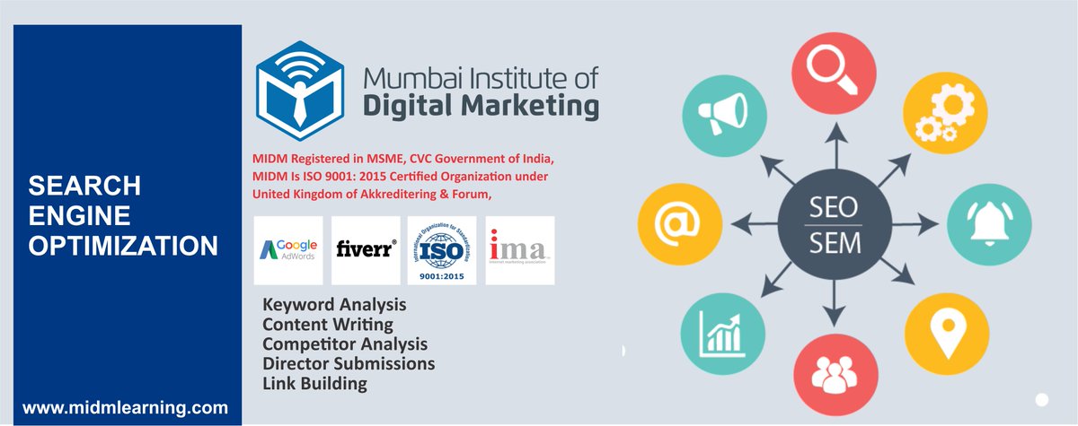 MidmLearning's tweet image. SEO Training for Job-seeker & Startups
Search engine optimization (SEO) is the process of affecting the online visibility of a website or a web page in a web search engine's unpaid results
SEO Analysis of a Website
CONTACT US
midmlearning.com
DELHI (+91)-9999251290