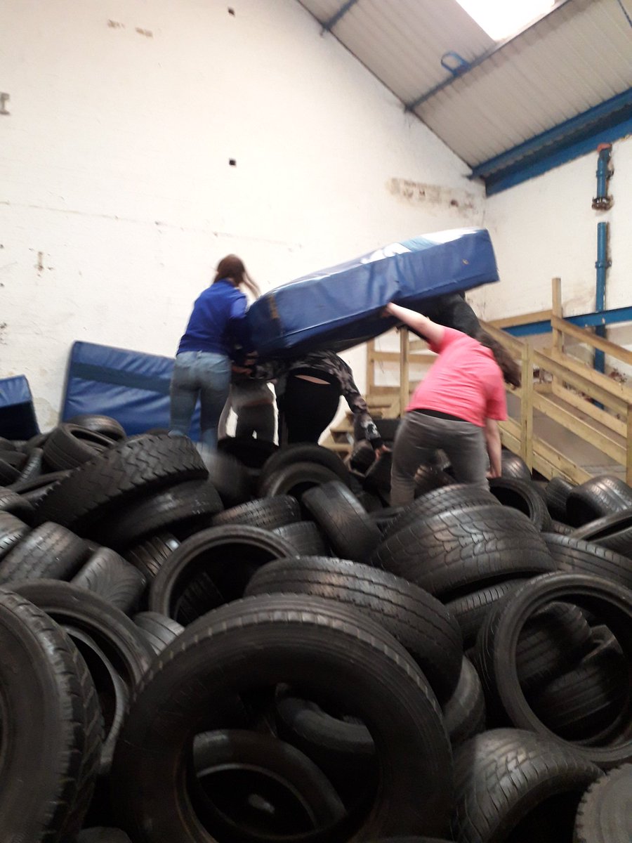 Rochdale Youth Service day at Challenge4Change with Short Break group. Team building activities. Check out our progress here today.@RochdaleYouthie