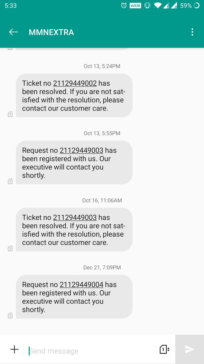 Nik__Sin's tweet photo. @NextraWorld No refund for ONT (inr 5000) even after 6 mnths of discontn. Same reply every time..a rep will call you back. No one calls back. But issue automatically gets resolved on ticket level. Cust. rep denied connecting to suprvsor. Fraudsters managing company. https://t.co/g8vayW49ZS