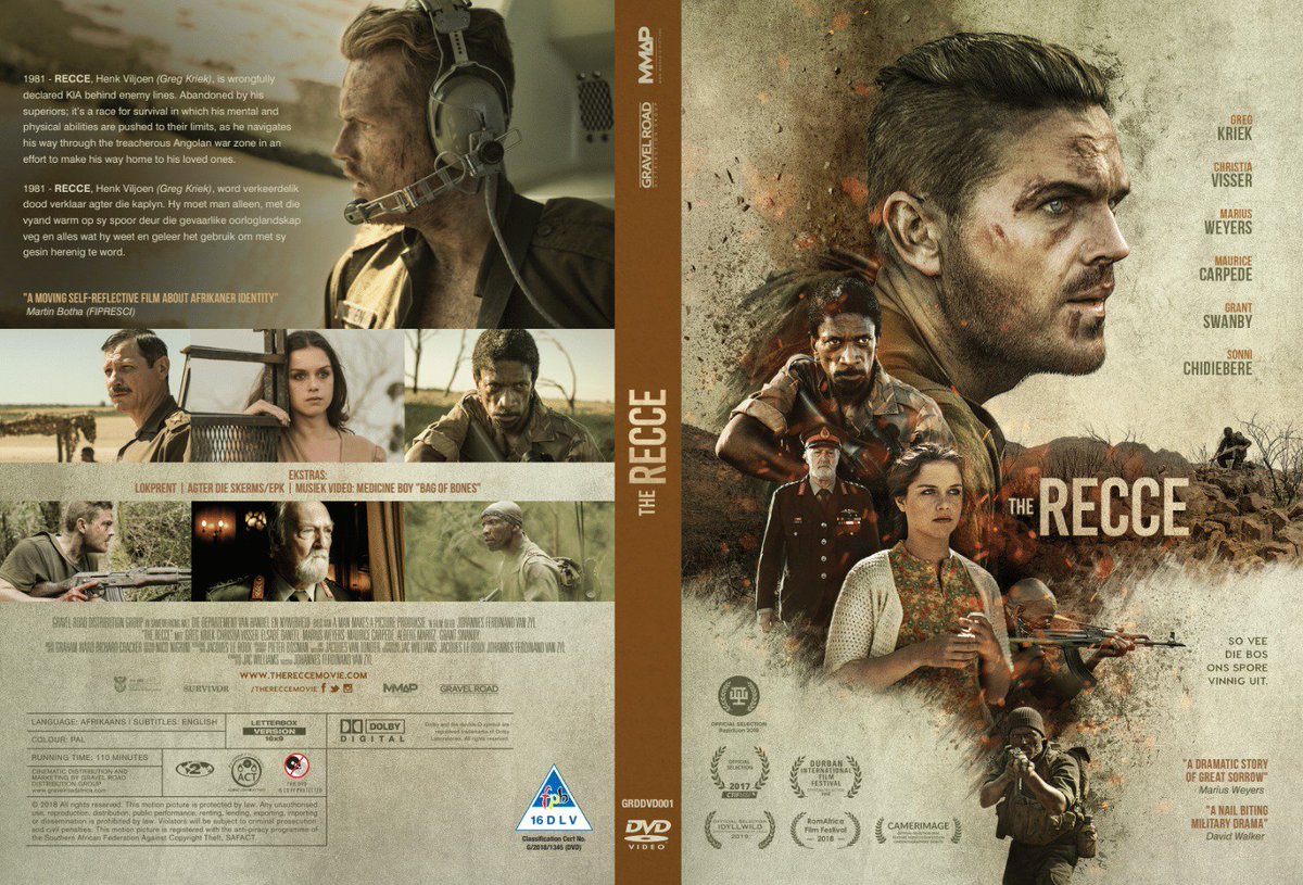 Make sure you get your THE RECCE #DVD at <a href="/MUSICA_AFRICA/">Musica</a> stores from this weekend!
Including: Trailer, behind the scenes / EPK &amp; Music Video "Bag of Bones by Medicine Boy"
#wardrama #featurefilm #thereccemovie #bushwar #grensoorlog #indiefilm