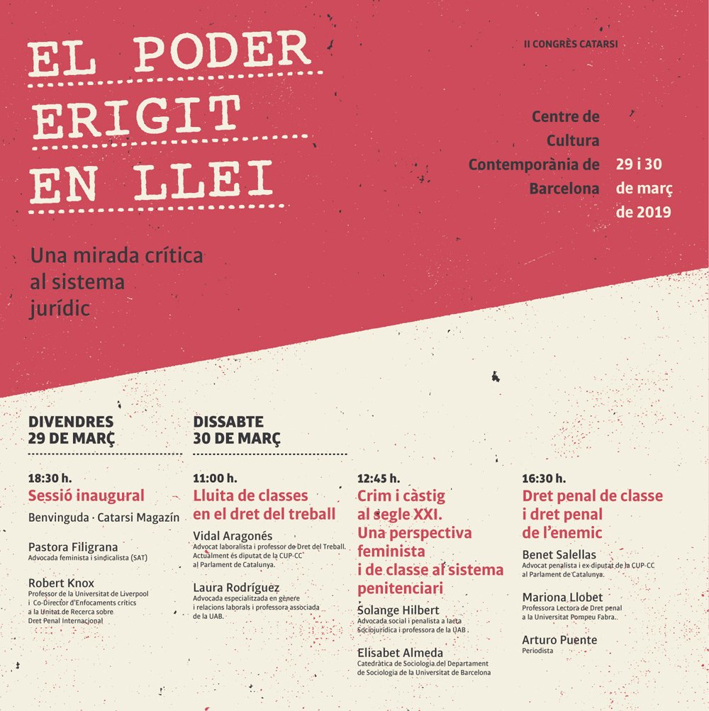 iescorihuela's tweet photo. A les juristes i advocades crítiques: no us perdeu el congrés #Elpodererigitenllei de @catarsimagazin avui! L'obertura, amb @PastoriFiligran i #RobertKnox, sobre les contradiccions de l'ús de la 'il.legalitat' per mobilitzar, i el debat conquesta drets/repressió/contenció social. https://t.co/aJoty07cMX