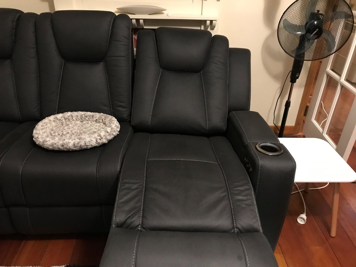TheGamingBunny's tweet photo. @harveynormanNZ  bought a $2,500 electric recliner. Delivered 4 days ago and it seems the mechanism is damaged! One seat is lop sided and grinds when it moves - I fell right out! Can you help? https://t.co/eq9sxoE3Vx