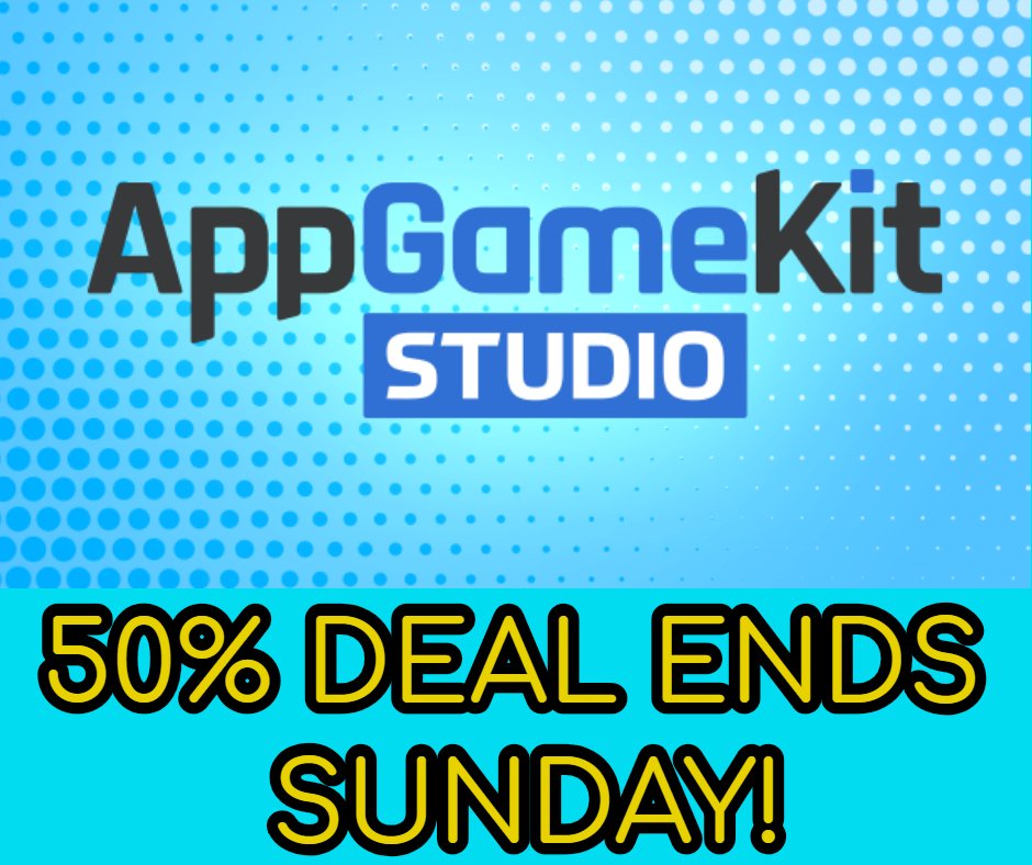 rickvanner's tweet photo. Just 2 days left to pre-order #AppGameKit Studio at 50% off! https://t.co/xmVp0vZXe7 https://t.co/GXkLEANCmV