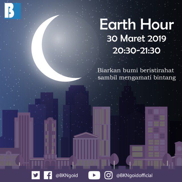 BKNgoid's tweet photo. #SobatBKN yuk kurangi dampak pemanasan global dan perduli dengan Bumi dengan ikut berpartisipasi dalam Earth Hour malam nanti pukul 20:30-21:30.

Yuk matikan lampu dan alat elektronik di rumahmu

#BKNSemangatUntukNegeri
#ASNKiniBeda https://t.co/wtldnLg2eh