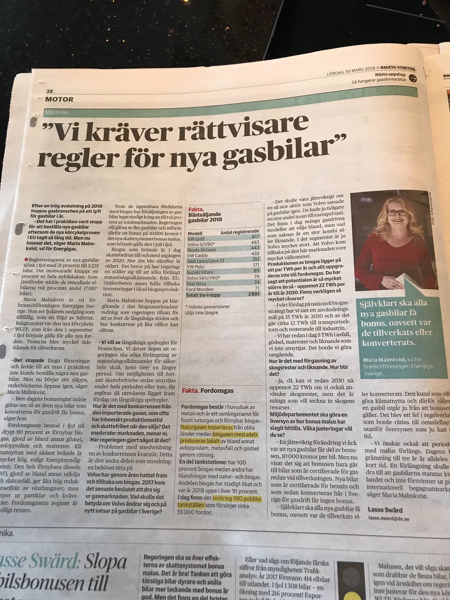 Bilar som körs på #Biogas ♻️
- Har lägst #CO2 avtryck
- Är del av #cirkulärekonomi ♻️
- Ungefär samma inköpspris som diesel/bensinbilar
- Ger lägre bränslekostn. än fossilbränsle
- +40 mil räckvidd &amp; idag 180 tankställe i 🇸🇪
Trots alla dessa värde, liten uppmärksamhet, varför??🤔