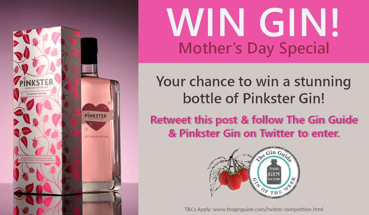 🏆GIN COMPETITION!🏆 
.
To celebrate Mother’s Day this weekend, here’s your chance to win a stunning bottle of Pinkster Gin in our #competition!
.
RT &amp; Follow us &amp; <a href="/PinksterGin/">Pinkster Gin</a> to enter! 
.
#giveaway #win #gin #comp (T&amp;Cs Apply 🔞 Closes midnight on 31/03/19)