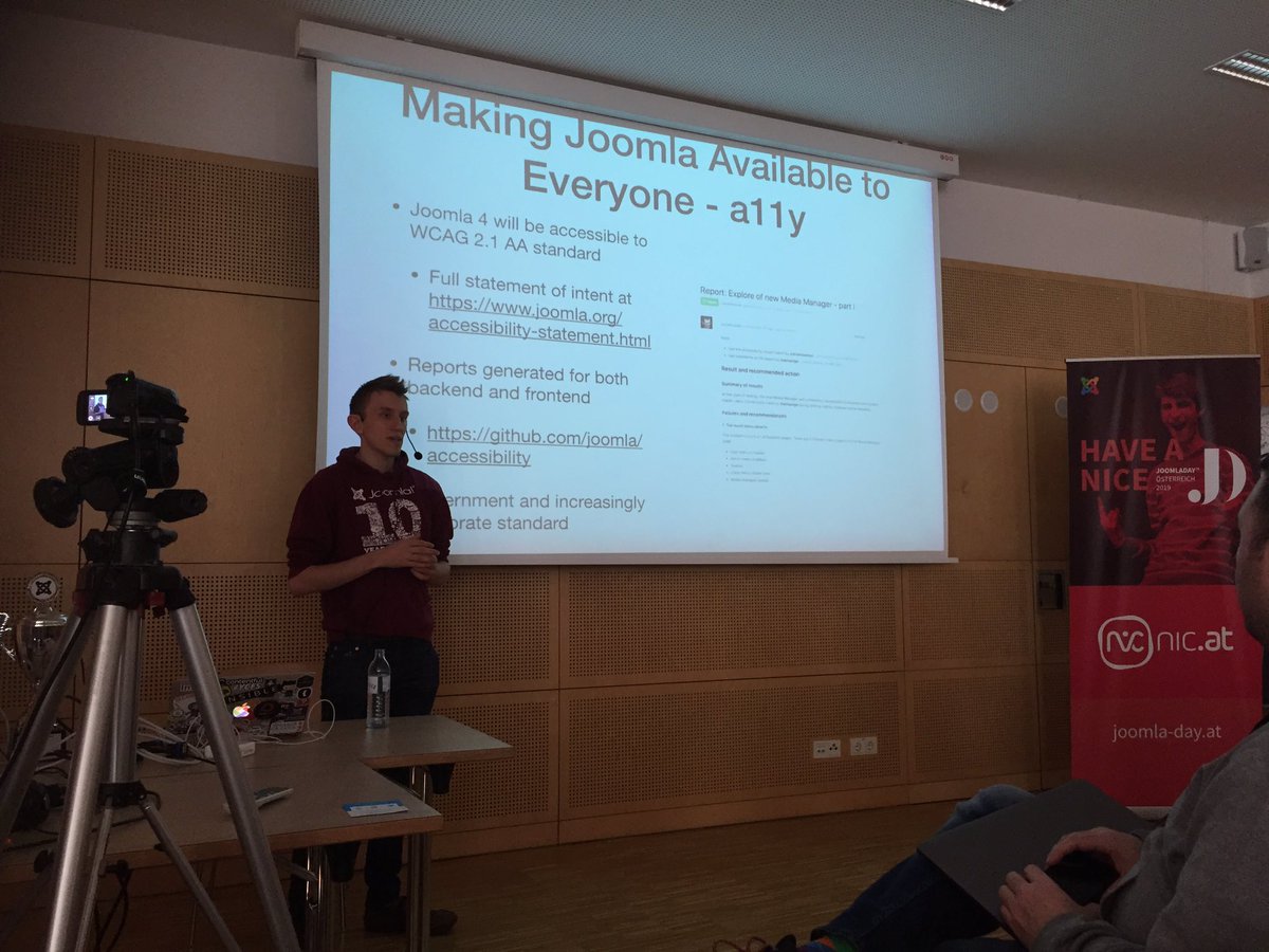 Alexander Metzler (@a_fusion) on Twitter photo Making Joomla available to everyone! <a href="/GW1992/">George Wilson</a> shows the Joomla 4 details at #jd19at.
Day 2: Welcome 💚🧡❤️💙
#joomla #opensource #cms #wien #austria #vienna Making Joomla available to everyone! <a href="/GW1992/">George Wilson</a> shows the Joomla 4 details at #jd19at.
Day 2: Welcome 💚🧡❤️💙
#joomla #opensource #cms #wien #austria #vienna
