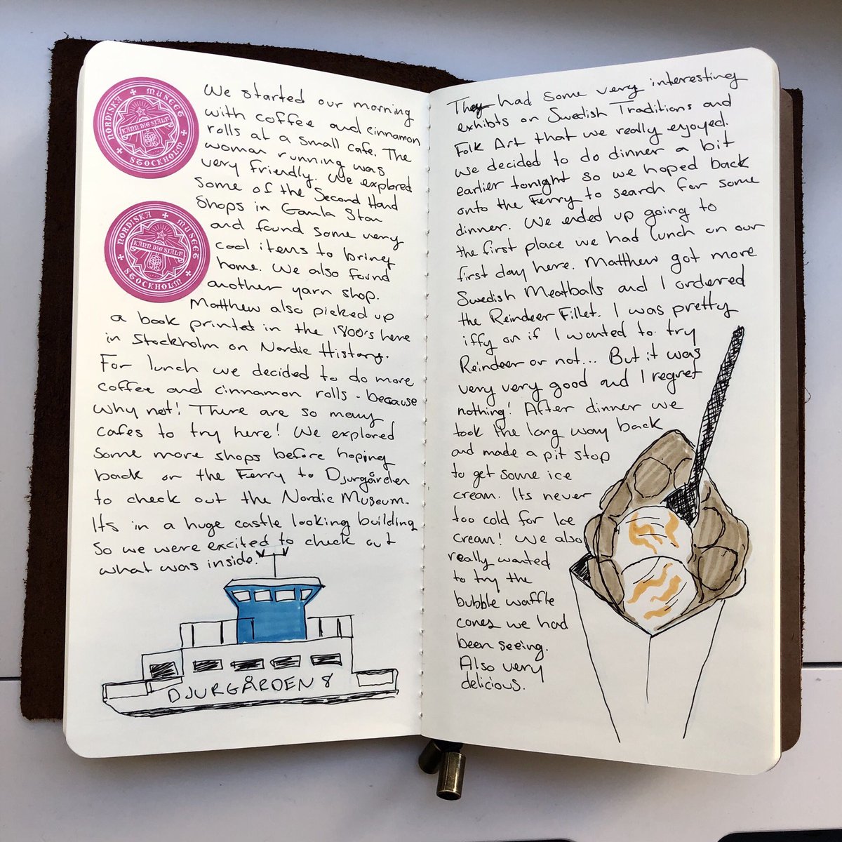 Samizabeth's tweet photo. More ferry adventures today. 
.
.
#samscribbles #traveljournal #travelphotography #journal #art #illustration #travel #sweden #stockholm https://t.co/zUYdcLLtrs