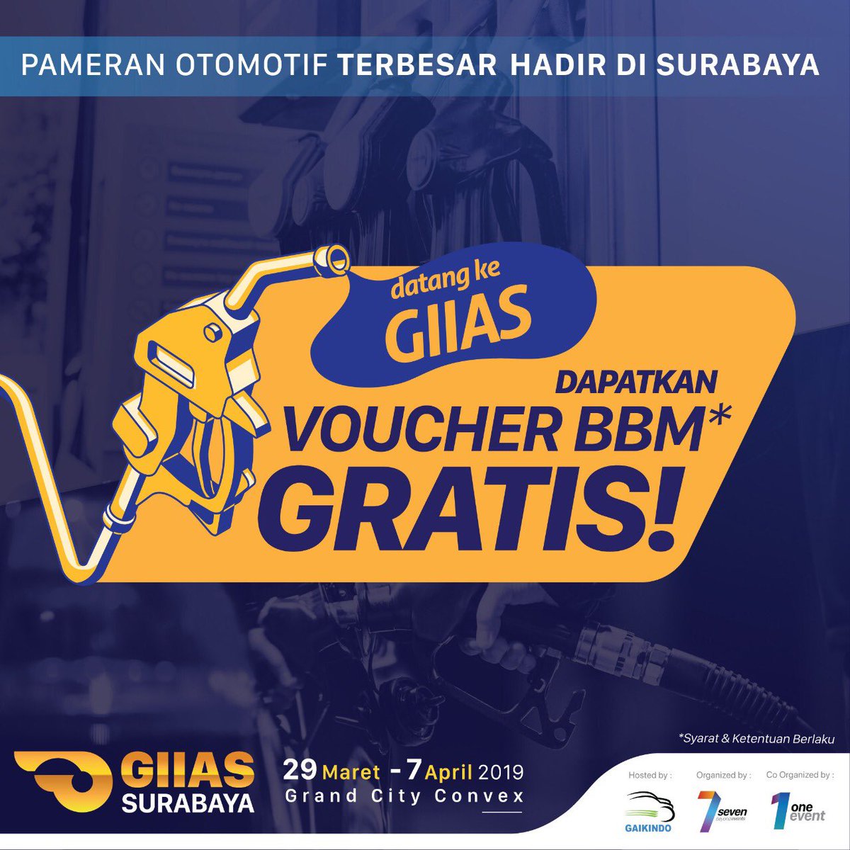 GASOLINE
Nggak bakalan rugi main ke @giias_surabaya 2019!
Yuk beli tiket masuknya dan dapatkan voucher bensin GRATIS! Syarat dan ketentuan berlaku ya…
.
Jangan sampai ketinggalan!
.
GIIAS Surabaya, 29 Maret – 7 April 2019
Grand City Convex, Surabaya 

#GIIAS #GIIAS2019